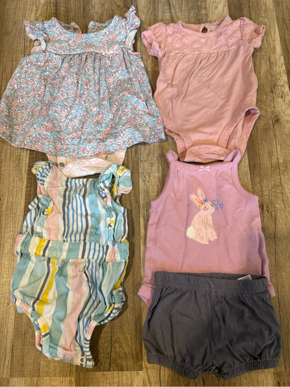 Carter's Baby Girls Pastel Pink Floral & Striped Matching Sets
